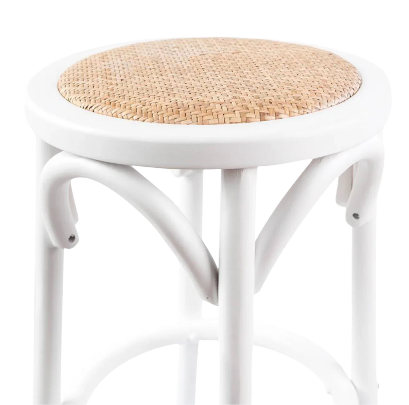 Rattan Kitchen Stool White - Image 2