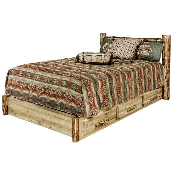 Glacier Country Wood Bed Frame Low Foot With Drawers - Image 3
